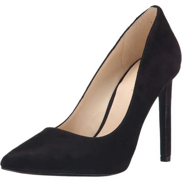 Nine West Women's Black Suede Leather Closed Pointed Toe Stiletto High Heel Pump - Picture 1 of 8